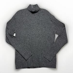 Perry Ellis Women Long Turtleneck Size L Gray Heather Wool Silk Blend Classic